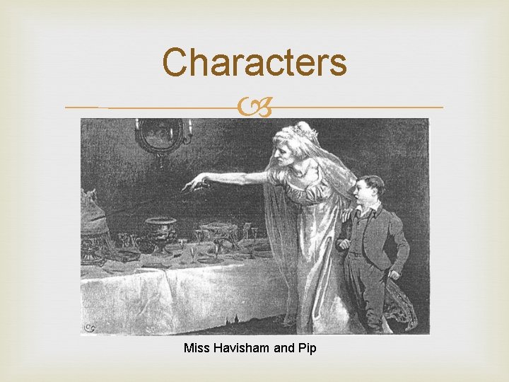 Characters Miss Havisham and Pip 