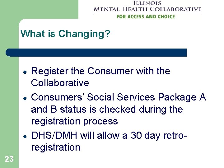 What is Changing? ● ● ● 23 Register the Consumer with the Collaborative Consumers’