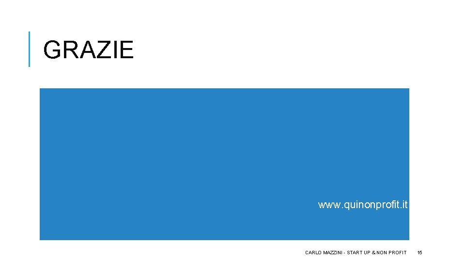 GRAZIE www. quinonprofit. it CARLO MAZZINI - START UP & NON PROFIT 15 