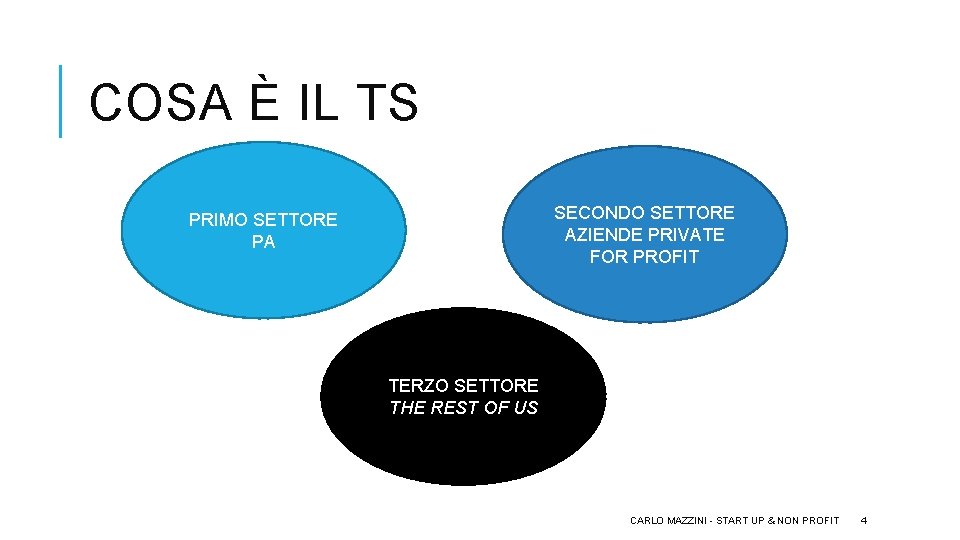 COSA È IL TS SECONDO SETTORE AZIENDE PRIVATE FOR PROFIT PRIMO SETTORE PA TERZO