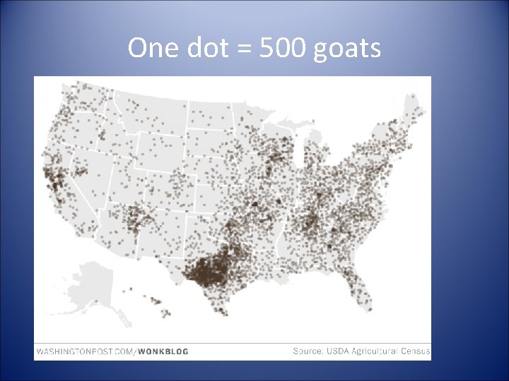One dot = 500 goats 