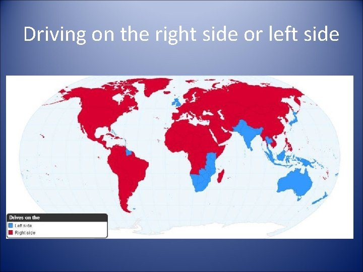 Driving on the right side or left side 