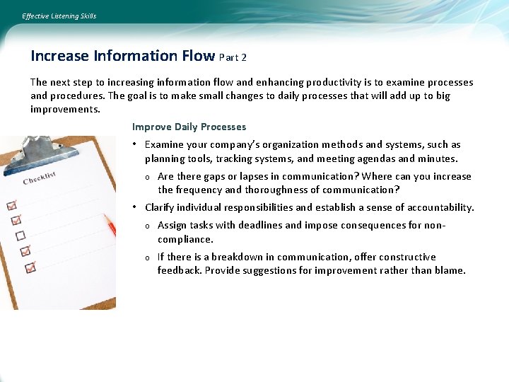 Effective Listening Skills Increase Information Flow Part 2 The next step to increasing information