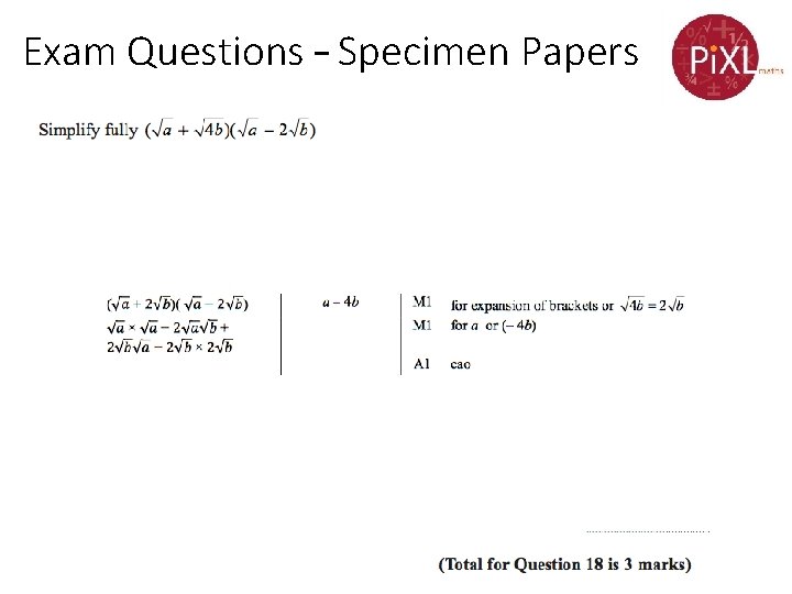 Exam Questions – Specimen Papers 