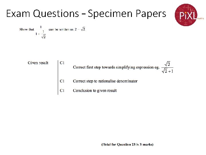 Exam Questions – Specimen Papers 