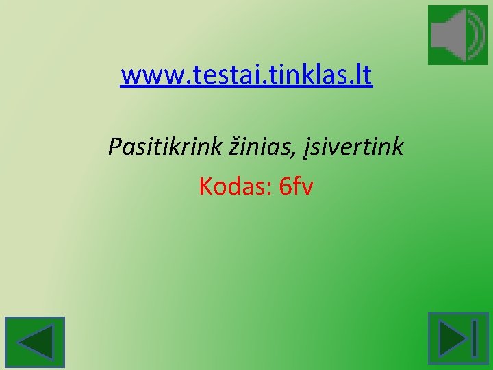 www. testai. tinklas. lt Pasitikrink žinias, įsivertink Kodas: 6 fv 