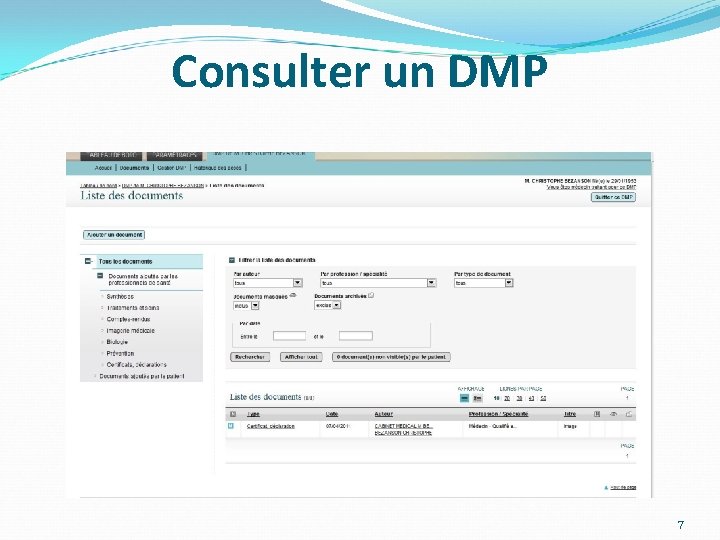 Consulter un DMP 7 