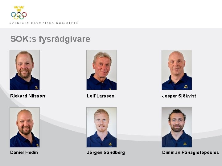 SOK: s fysrådgivare Rickard Nilsson Leif Larsson Jesper Sjökvist Daniel Hedin Jörgen Sandberg Dimman