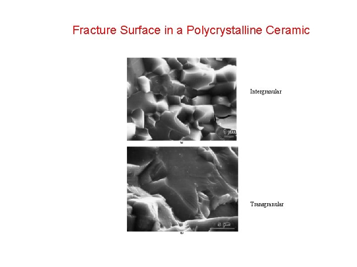 Fracture Surface in a Polycrystalline Ceramic Intergranular Transgranular Fracture Surface in a Polycrystalline Ceramic Intergranular Transgranular