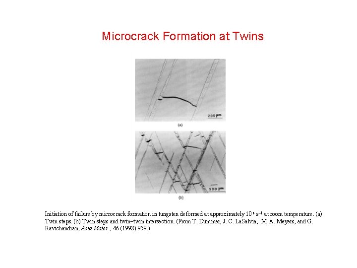 Microcrack Formation at Twins Initiation of failure by microcrack formation in tungsten deformed at