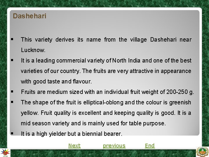 Dashehari § This variety derives its name from the village Dashehari near Lucknow. § Dashehari § This variety derives its name from the village Dashehari near Lucknow. §