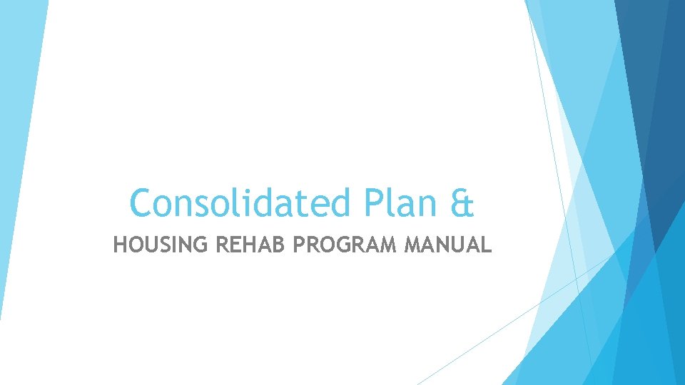 Consolidated Plan & HOUSING REHAB PROGRAM MANUAL 