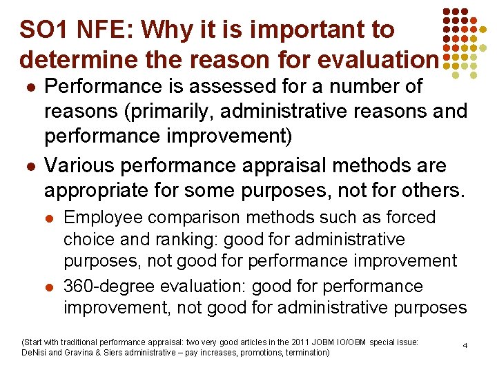 SO 1 NFE: Why it is important to determine the reason for evaluation l