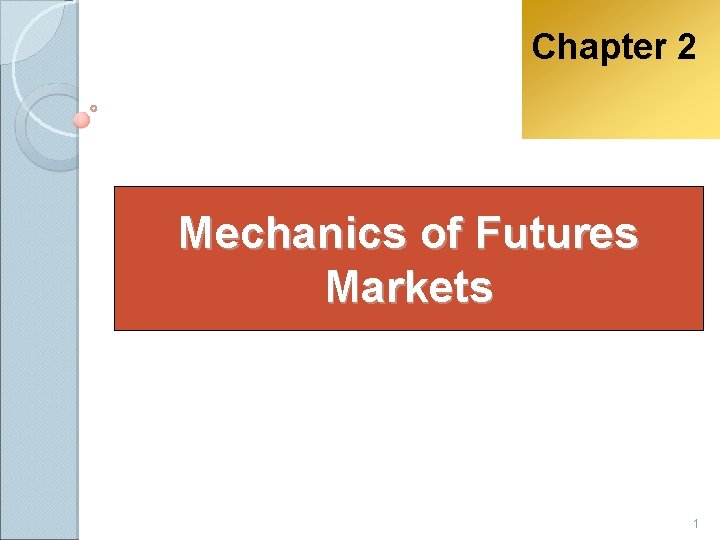 Chapter 2 Mechanics of Futures Markets 1 