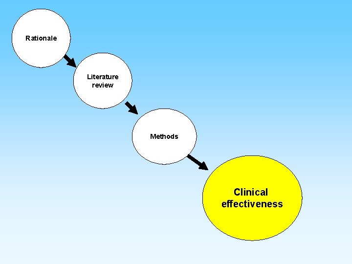 Rationale Literature review Methods Clinical effectiveness 
