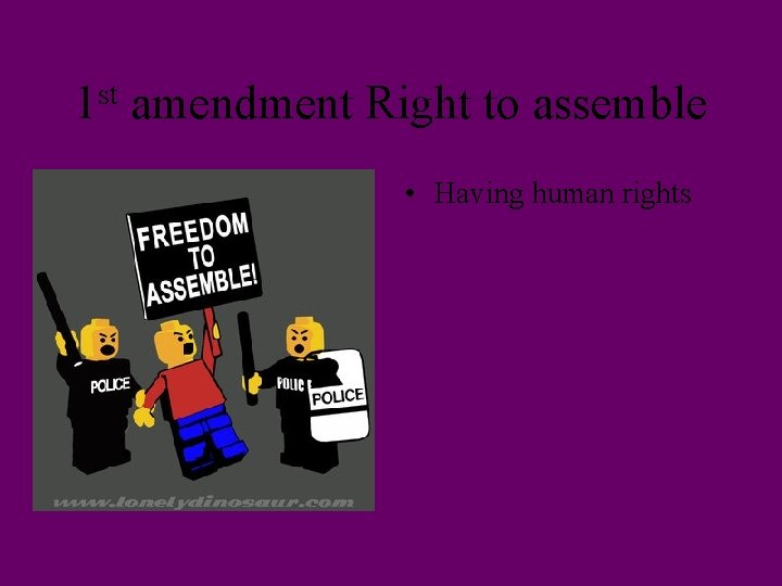 st 1 • amendment Right to assemble • Having human rights 