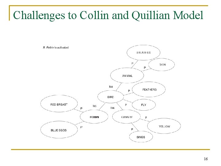 Challenges to Collin and Quillian Model 16 