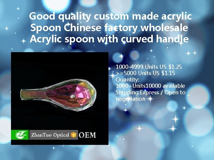 Good quality custom made acrylic Spoon Chinese factory wholesale Acrylic spoon with curved handle