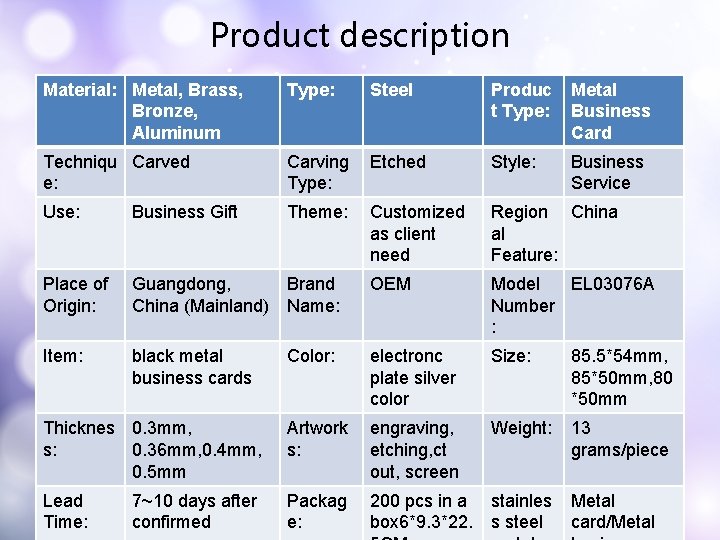 Product description Material: Metal, Brass, Bronze, Aluminum Type: Steel Produc t Type: Metal Business