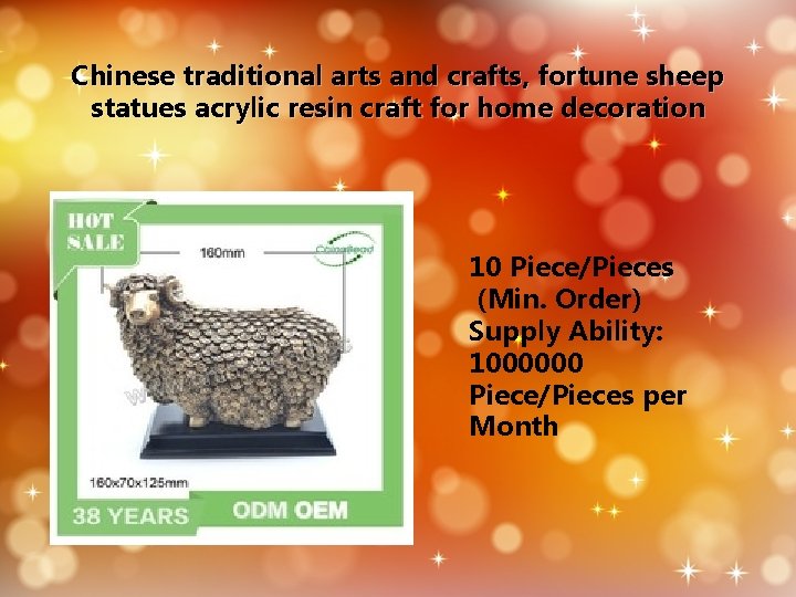 Chinese traditional arts and crafts, fortune sheep statues acrylic resin craft for home decoration