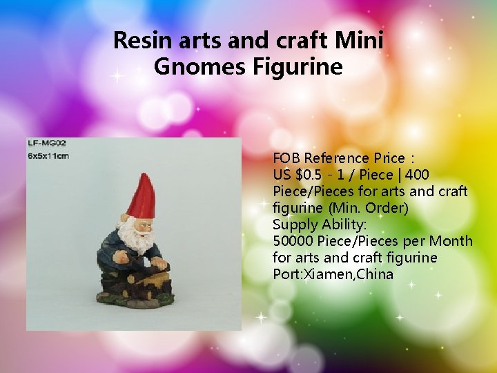 Resin arts and craft Mini Gnomes Figurine FOB Reference Price： US $0. 5 -