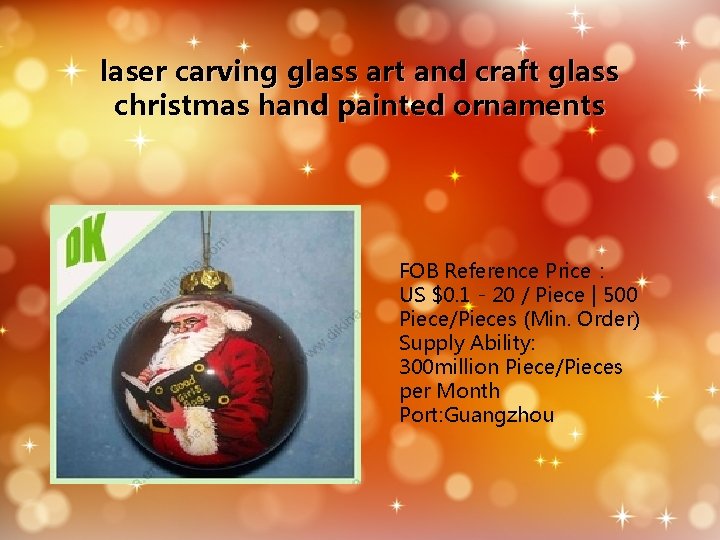 laser carving glass art and craft glass christmas hand painted ornaments FOB Reference Price：