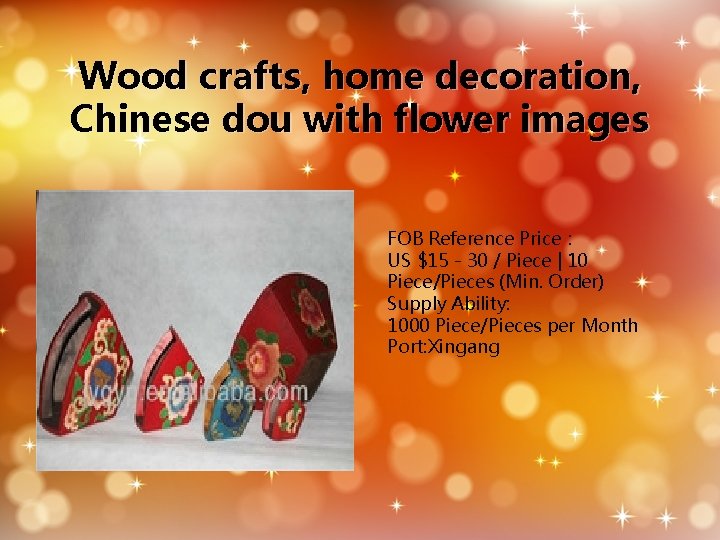 Wood crafts, home decoration, Chinese dou with flower images FOB Reference Price： US $15