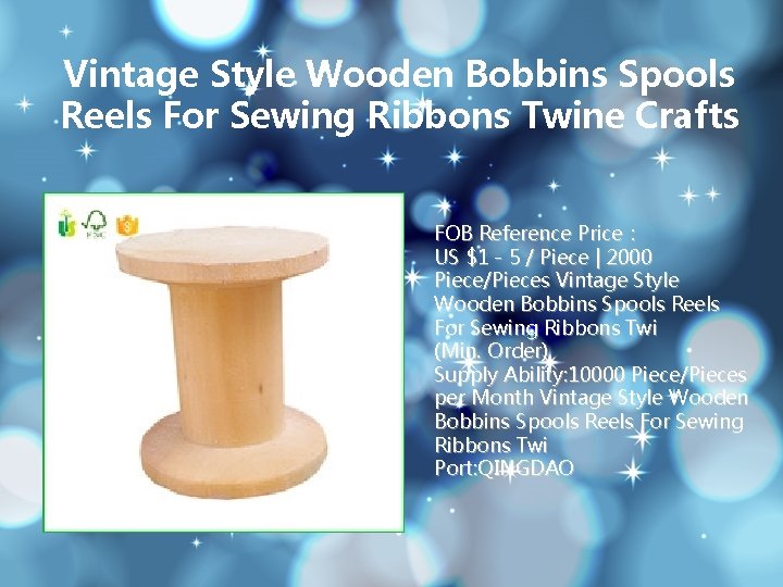 Vintage Style Wooden Bobbins Spools Reels For Sewing Ribbons Twine Crafts FOB Reference Price：