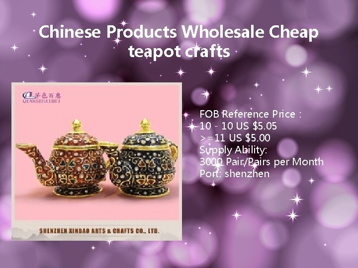 Chinese Products Wholesale Cheap teapot crafts FOB Reference Price： 10 - 10 US $5.