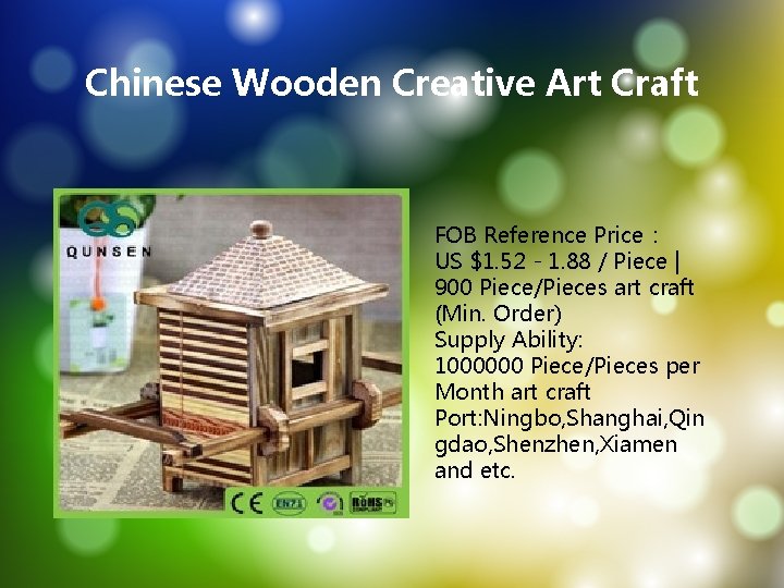 Chinese Wooden Creative Art Craft FOB Reference Price： US $1. 52 - 1. 88