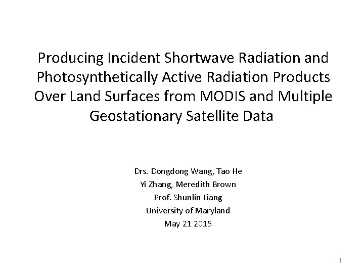 Producing Incident Shortwave Radiation and Photosynthetically Active Radiation Products Over Land Surfaces from MODIS