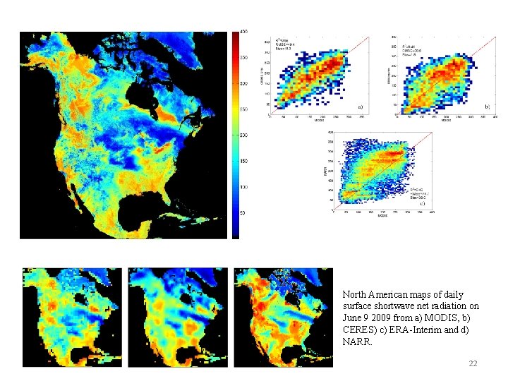 North American maps of daily surface shortwave net radiation on June 9 2009 from