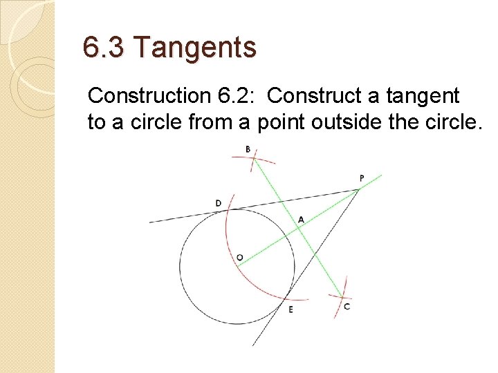 6. 3 Tangents Construction 6. 2: Construct a tangent to a circle from a 6. 3 Tangents Construction 6. 2: Construct a tangent to a circle from a