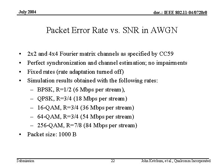 July 2004 doc. : IEEE 802. 11 -04/0720 r 0 Packet Error Rate vs.