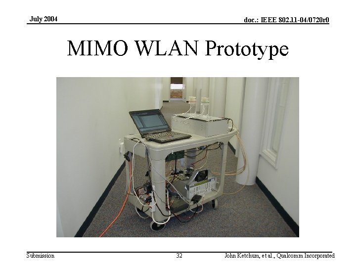 July 2004 doc. : IEEE 802. 11 -04/0720 r 0 MIMO WLAN Prototype Submission