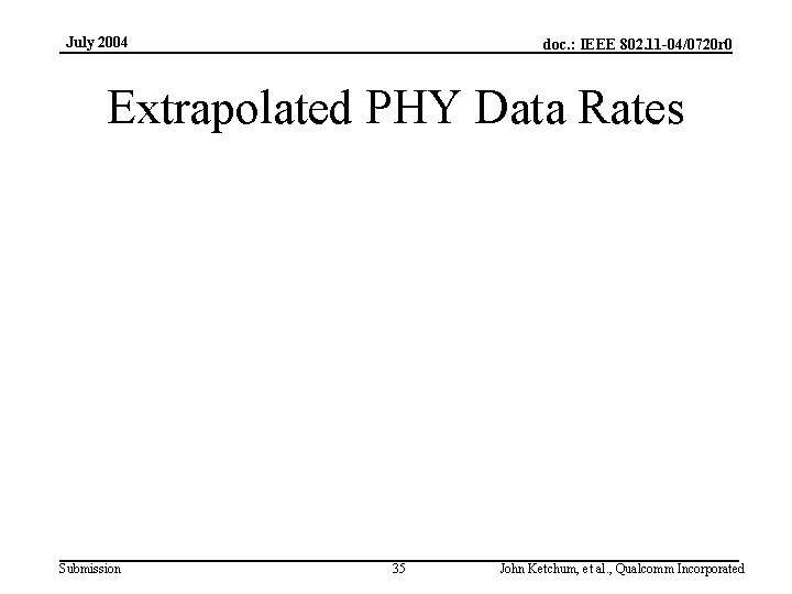 July 2004 doc. : IEEE 802. 11 -04/0720 r 0 Extrapolated PHY Data Rates