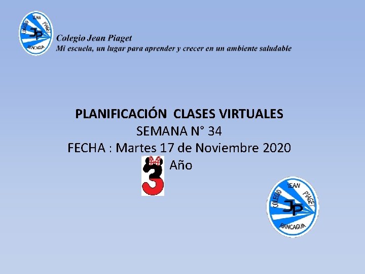 PLANIFICACIÓN CLASES VIRTUALES SEMANA N° 34 FECHA : Martes 17 de Noviembre 2020 Año