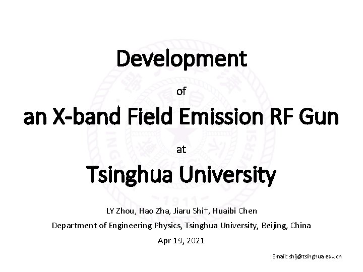 Development of an X-band Field Emission RF Gun at Tsinghua University LY Zhou, Hao