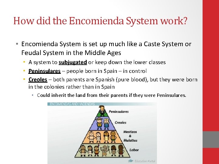 How did the Encomienda System work? • Encomienda System is set up much like