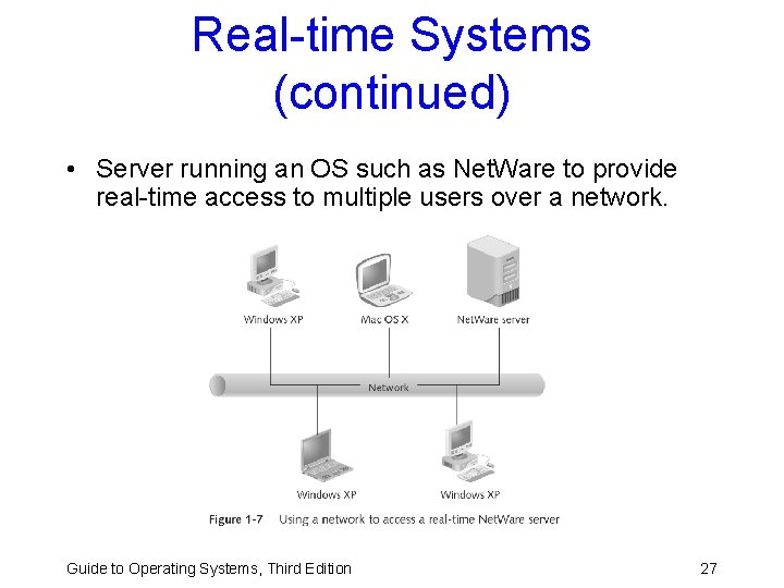 Real-time Systems (continued) • Server running an OS such as Net. Ware to provide Real-time Systems (continued) • Server running an OS such as Net. Ware to provide