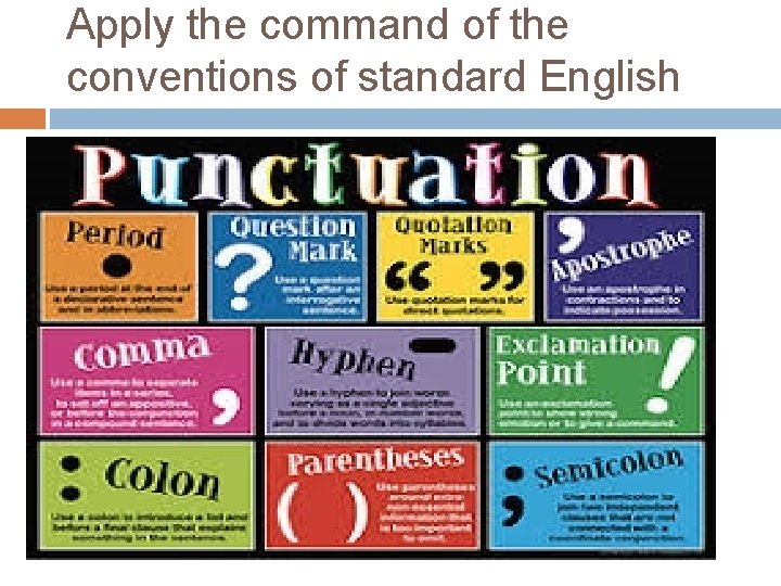 Apply the command of the conventions of standard English 