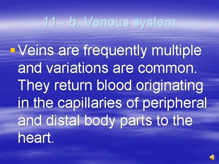 11 - b. Venous system § Veins are frequently multiple and variations are common.