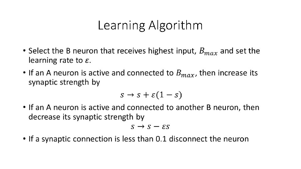 Learning Algorithm • 