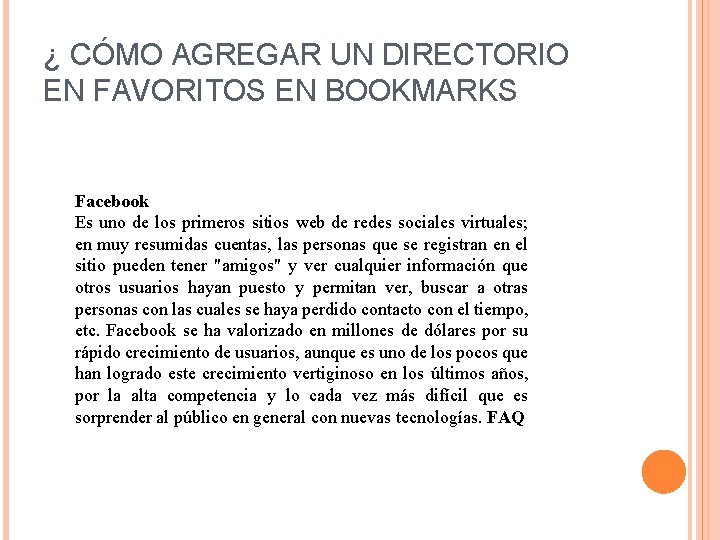 ¿ CÓMO AGREGAR UN DIRECTORIO EN FAVORITOS EN BOOKMARKS Facebook Es uno de los ¿ CÓMO AGREGAR UN DIRECTORIO EN FAVORITOS EN BOOKMARKS Facebook Es uno de los