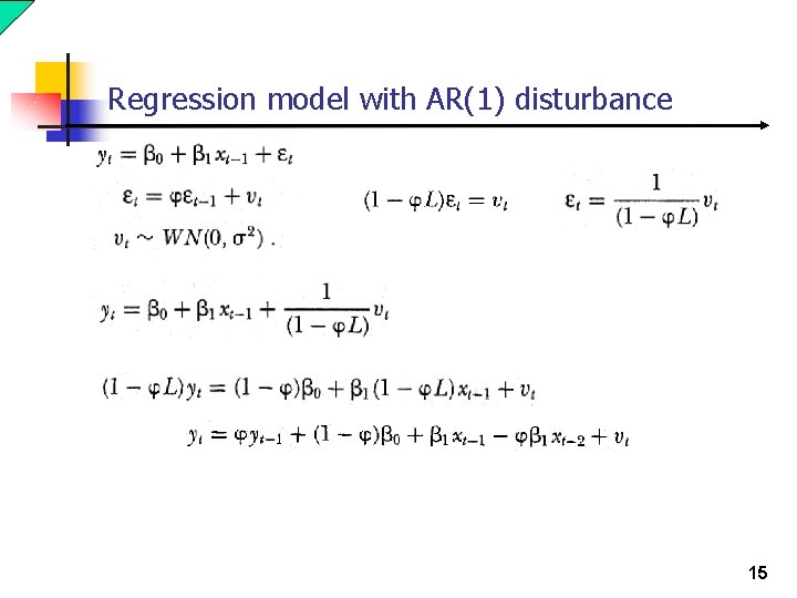 Regression model with AR(1) disturbance 15 