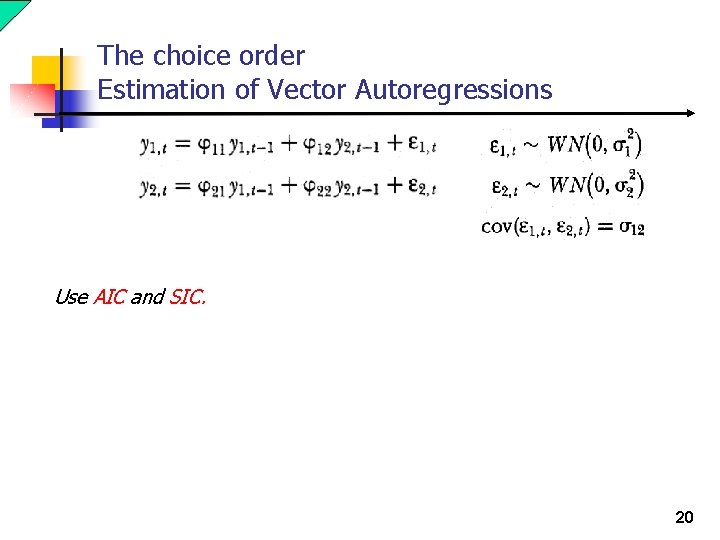 The choice order Estimation of Vector Autoregressions Use AIC and SIC. 20 