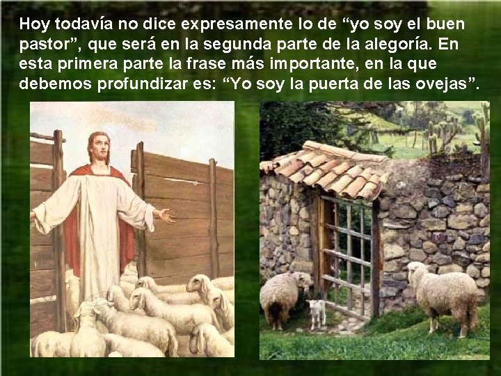 Hoy todavía no dice expresamente lo de “yo soy el buen pastor”, que será