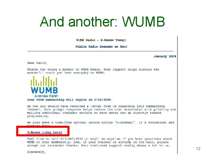 And another: WUMB 12 