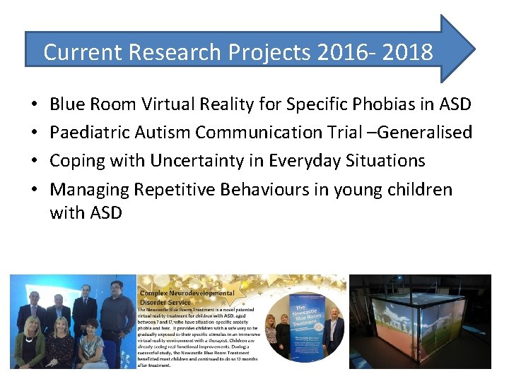 Current Research Projects 2016 - 2018 • • Blue Room Virtual Reality for Specific