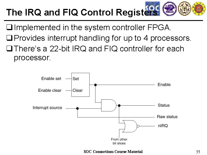 The IRQ and FIQ Control Registers q Implemented in the system controller FPGA. q